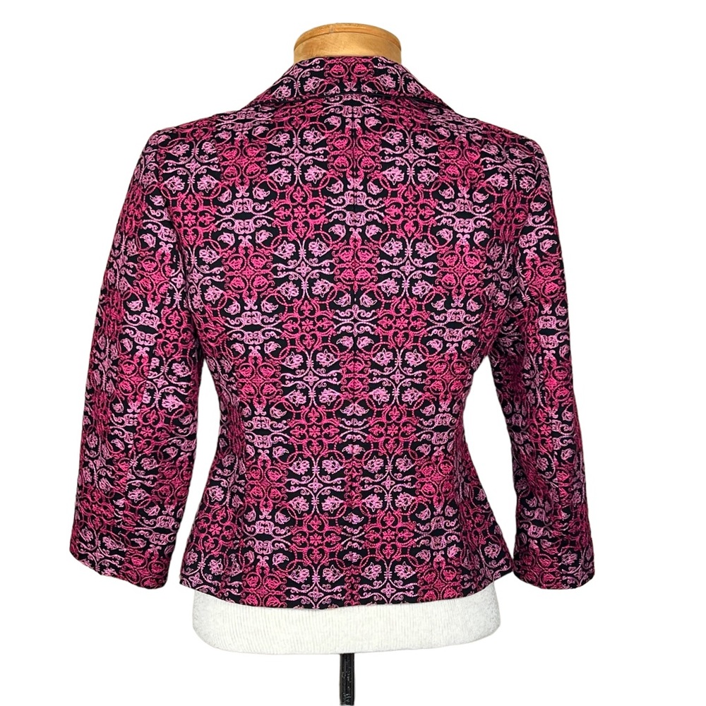 Talbots Petites Women’s Embroidered Pink & Black Cotton Blazer Size 4 EUC - Picture 6 of 14